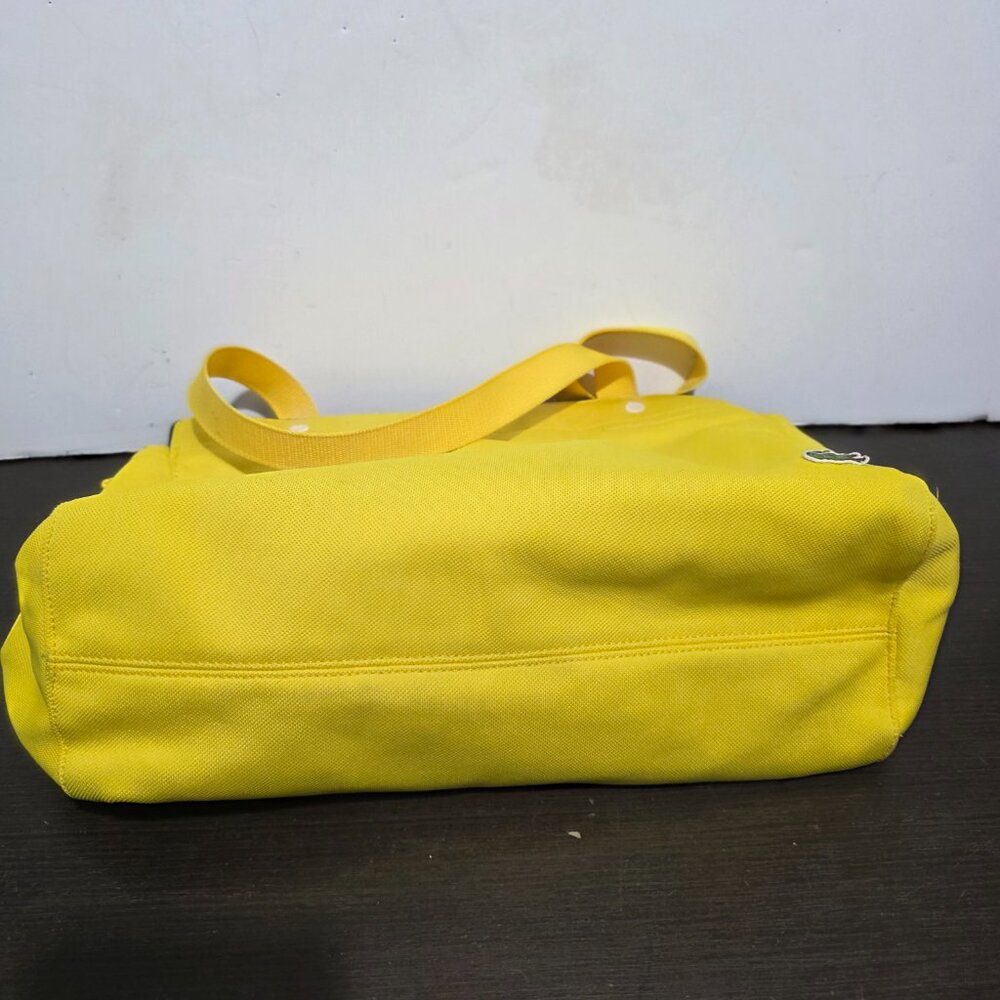 Lacoste Yellow Canvas Handbag Handle Satchel Logo - Picture 10 of 12